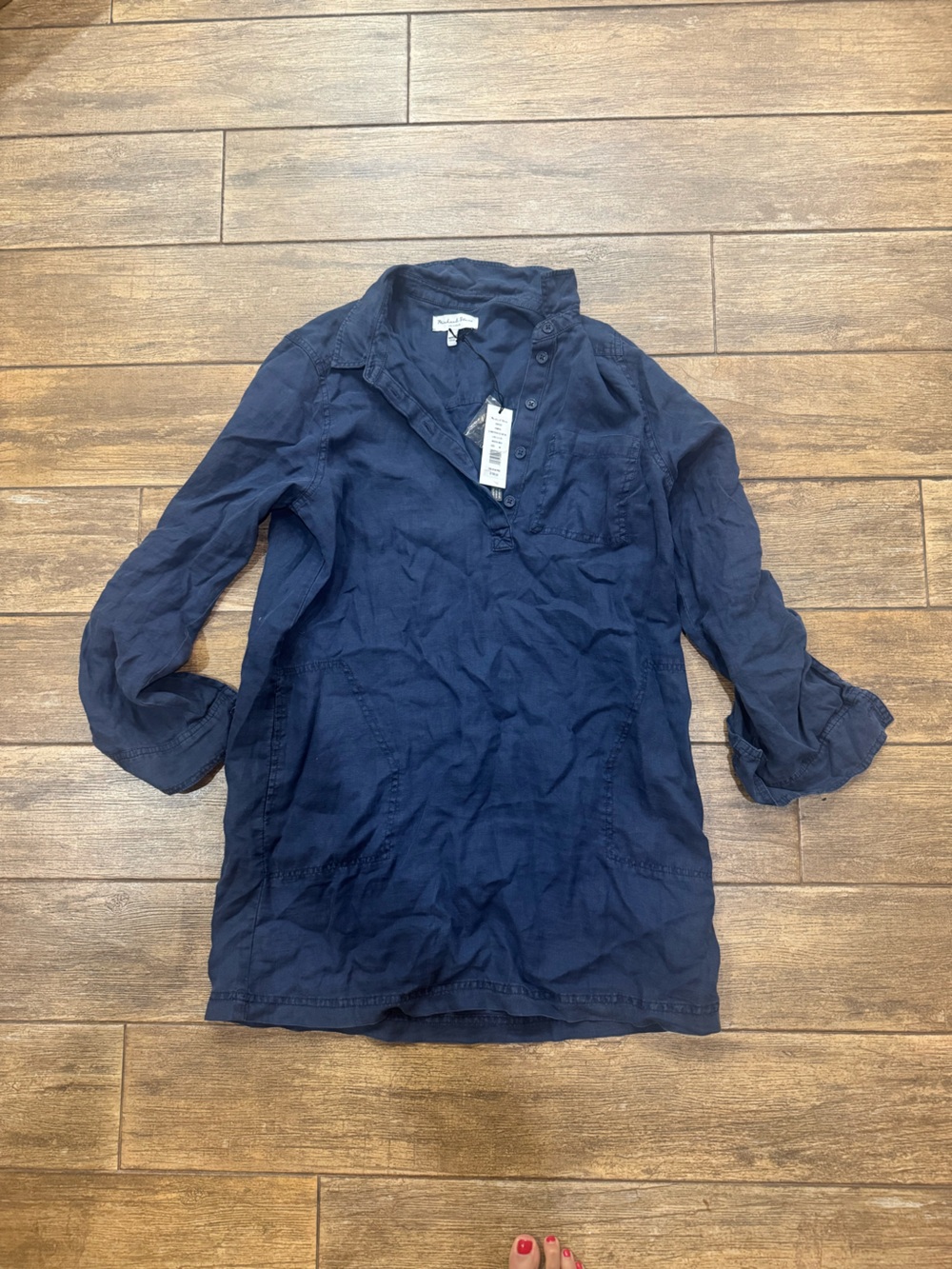 Michael Stars Navy Long-Sleeve Tunic Mini Dress